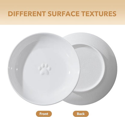 Havniva 5.7'' Ceramic Wide Whisker Friendly Cat Dishes, Set of 3 Ceramic Cat Bowls, Indoor Kitten Feeding Food& Water Dish to Prevent Whisker Fatigue(3 Pcs,White)