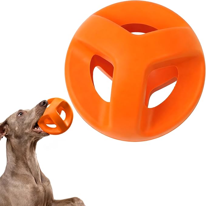 Fida Natural Rubber Dog Balls for Aggressive Chewers, Durable Dog Chew Toys for Large Dogs, Interactive Fetch & Tug of War Toys for Medium Large Breed Non-Toxic Dish Washable,4.5 * 4.5"