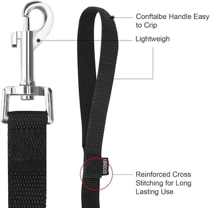 AMAGOOD 6 FT Puppy/Dog Leash, Strong and Durable Traditional Style Leash with Easy to Use Collar Hook, Great for Small, Medium and Large Dogs (1" x 6 ft, Black and Green (2-Pack))