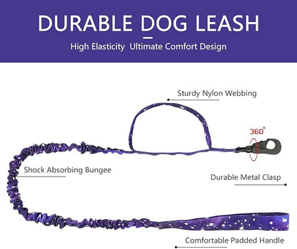 DAGANXI Tactical Dog Collar, Adjustable Military Training Nylon Dog Collar with Control Handle and Heavy Metal Buckle for Medium and Large Dogs, with Patches and Airtags Case (XXL, Purple Sky-Set)