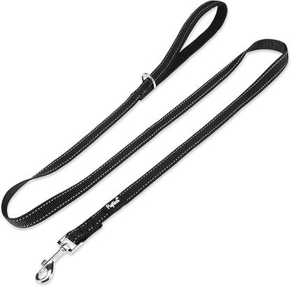 PUPTECK Reflective Dog Leash with Comfortable Padded Handle Durable Nylon Dog Lead for Small Medium and Large Dogs Cats Walking Running Training Outside, Black