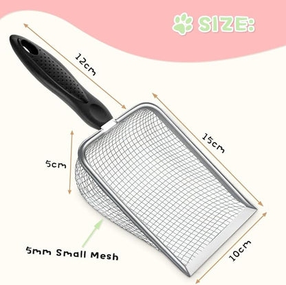 Apidgrowth Metal Cat Litter Scoop,Sturdy Litter Cleaner Corner Shovel,Stainless Steel Mesh Litter Shovel,Easy to Clean Reptile Terrarium Sand Waste(Black)-Christmas