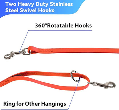 Waterproof Long Leash for Dogs Training 16FT/20FT/30FT/50FT/100FT, Long Dog Leash Heavy Duty Lead for Large Medium Small Dogs Outside Walking, Playing, Camping, or Yard(Orange 20FT)