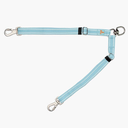 DF Co. Leash Splitter | Walk Two Dogs with Complete Control - 360° Swivel, Tangle Free, Adjustable Length, Reflective Webbing, Heavy Duty Clips | Sky Blue
