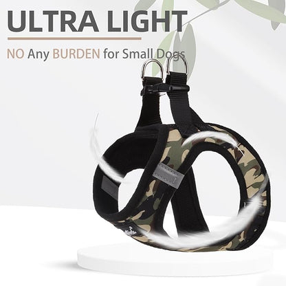 PUPTECK Dog Harness and Leash Set for Small Medium Dogs No Pull Step-in Soft Mesh Puppy Cat Vest Harnesses Reflective at Night, Camouflage, XS