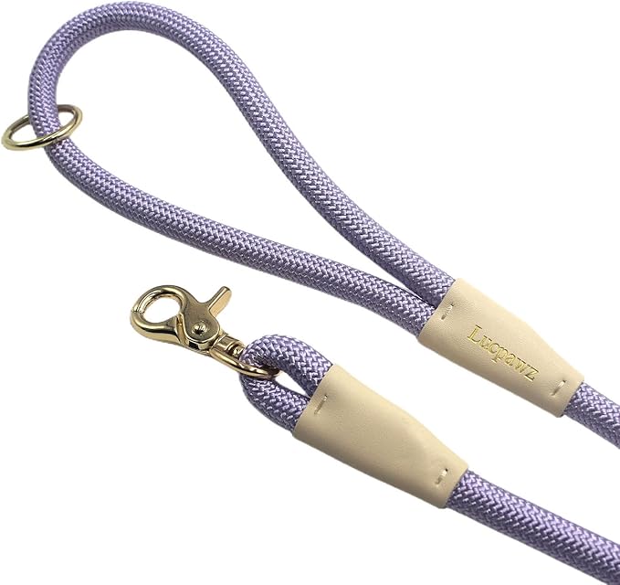 Lobster Snap Pet Leash 5FT, Special Strong Nylon Rope Dog Leash, Solid Color Rope Dog Lead for All Breeds(Purple,5ft*10mm)