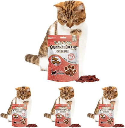 Fieldcrest Farms Nothin’ to Hide Collagen Cat Treats – Crunchy & Creamy Cat Snacks, High-Protein Healthy Treats for Skin, Coat & Joint Support, Salmon Flavor, 3 oz. Bag (Pack of 4)