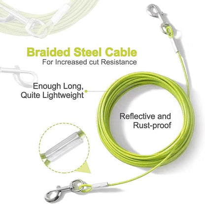 Tie Out Cable for Dogs,150FT Dog Leads,Heavy Duty Tie Out Cable for Large Dogs Up to 125lbs,Durable Dog Runner Tether Line for Outdoor,Yard