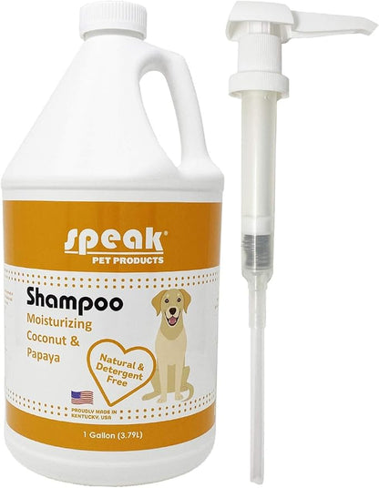 Speak Pet Products Natural Dog Shampoo with Pump, Moisturizing Coconut Papaya, 1 Gallon