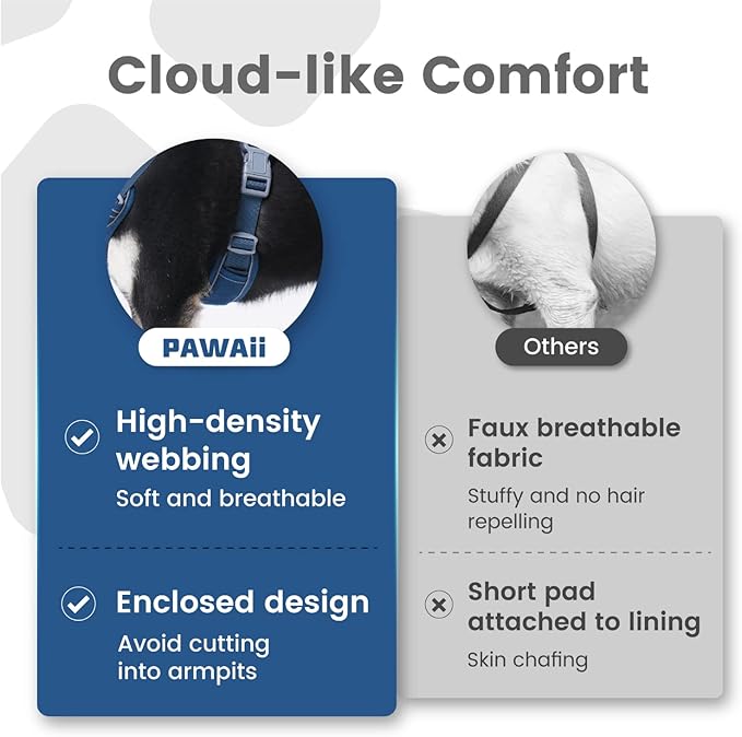 Pawaii No Pull Dog Harness with Pet ID Tag,Reflective Strips No Choke Front O Ring Breathable Mesh Adjustable Soft Padded Pet Vest with Easy Control Handle for Large Dogs