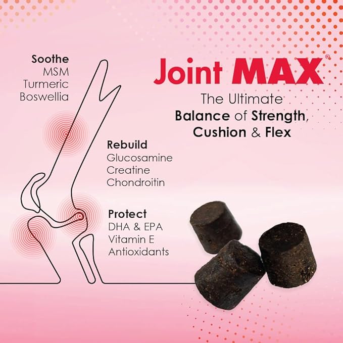 Joint MAX TS Joint Supplement Vet Formulated Pain & Inflammation Relief Treats Hip Dysplasia & Arthritis.Glucosamine, Chondroitin, Turmeric, MSM, HA, Creatine, Omega 3 EPA+DHA. All Dogs 240 Soft Chews