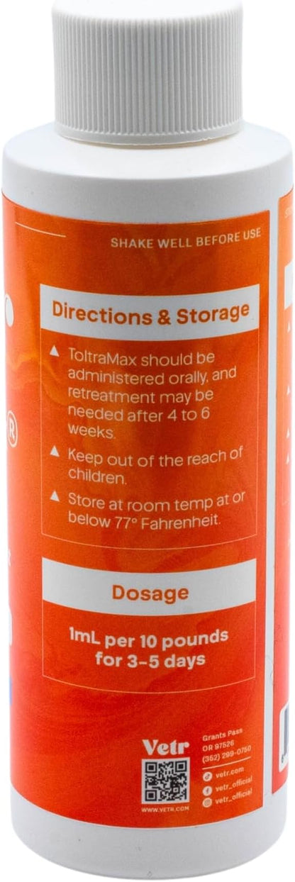 ToltraMax Toltrazuril 10.0% for Horses, Dogs, Cats, 120mL/4 Ounce, for Non-Food Chain Animals, Chicken