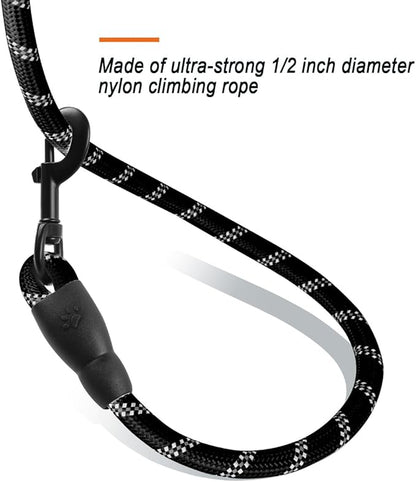 BARKBAY Dog Leashes for Large Dogs Heavy Duty Dog Leash 4/5/6 FT with Comfortable Padded Handle and Highly Reflective Threads for Medium Large Dogs Walking Training Running (5FT-1/2'',Black)