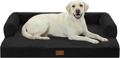 Casa Paw Orthopedic Dog Beds for Extra Large Dogs, Waterproof Egg Crate Foam XL Dog Bed with Sides 45x35Inch, Big Dogs Couch Beds with Removable Washable Cover and Nonskid Bottom, Black