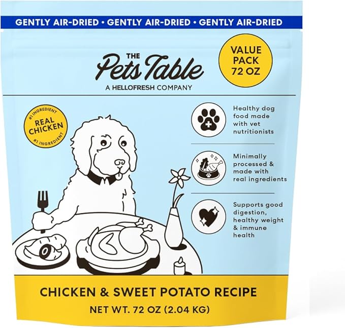 The Pets Table Small Batch Air Dried Dog Food for Dogs Large, Medium and Small | Puppy Dog Food, Adult Dog Food, Senior Dog Food | Chicken & Sweet Potato 4.5 lbs / 72 oz Bag