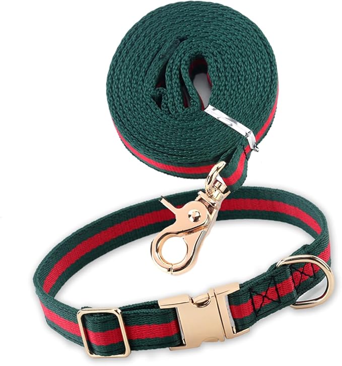 Stylish and Elegant Dog Collar,Adjustable Metal Belt Buckle, Durable High Density Fabric for Comfortable Pet Dog Collar and Dog Leash Set Packing for Big Dogs
