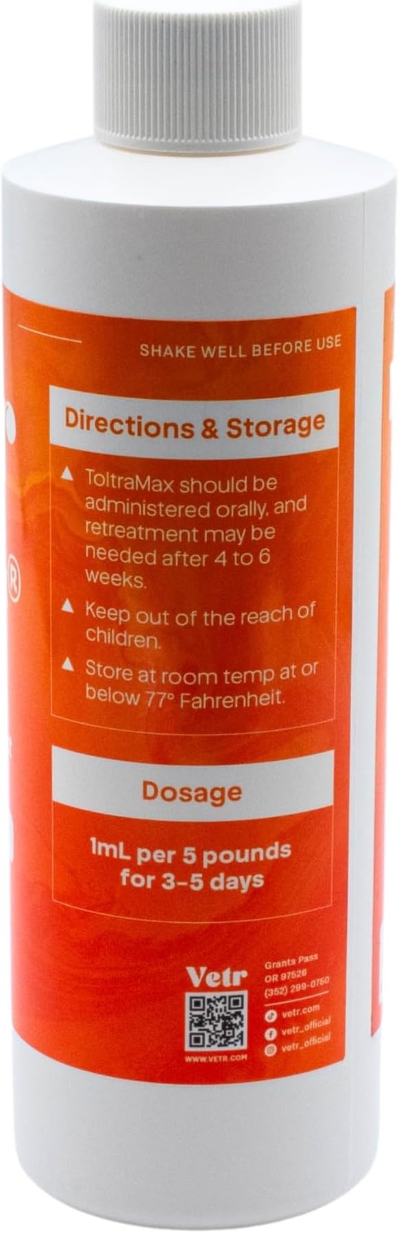 ToltraMax Toltrazuril 5.0% for Horses, Dogs, Cats, 240mL/8 Ounce, for Non-Food Chain Animals, Peanut Butter