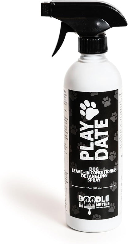 Play Date Dog Detangler Spray for Doodles, Poodles & Curly Breeds - 17 fl oz Doodle Detangler Spray with Emu Oil - Doodle Me This Kingston and Hamilton Dog Dematting - Sulfate & Paraben Free, USA Made