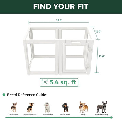 FXW AuraSpace Acrylic Indoor Dog Playpen for Puppies and Small Dogs, 24 Inch, 6 Panels, White