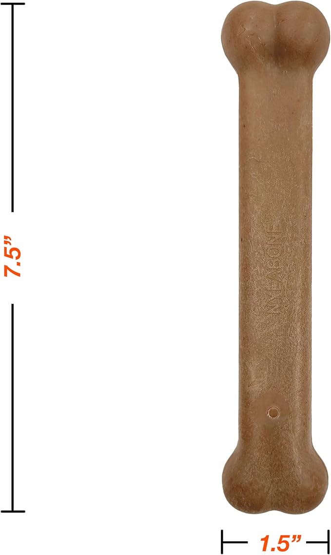 Nylabone Original Bone Strong Chew Toy for Dogs Made with Real Chicken, Durable Dog Chew Bones for Aggressive Chewers, Long-Lasting Flavor Keeps Dogs Busy, Large Dog Toys - Up to 50 lbs, 1 Count