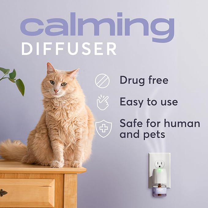 BUDDYJOY Cat Calming Diffuser Refills – Long-Lasting 30-Day Formula with Pheromones for Stress Relief, Relaxation, and Anxiety Reduction in Cats Easy to Use – (1 Refill)