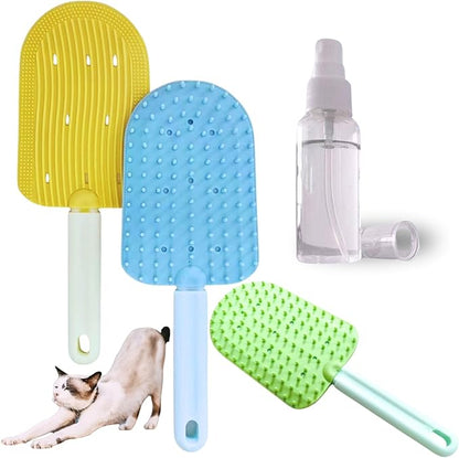 Cat Brush,2 in 1 Soft Cat Brush,Pet Brushes for Shedding,Soft Comb,Cat Brush for Shedding,Short or Long Haired Cats,Pet Grooming,Bath and Massage Brushes,Pet Hair Removal Tool(3 pcs)