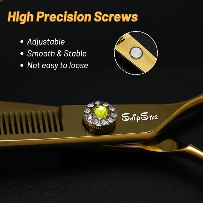 7.5inch Curved Thinner Professional Dog Grooming Scissors, 56 Teeth High-end Dog Shears Blender, VG10 Steel Sharp, 25 Degree Bend Cutting Scissors for Pet Groomers or Family Use, Thinning Rate 30%
