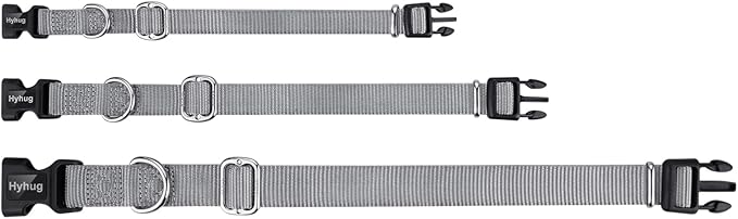 Hyhug Small Dog Collar Quick-Release| Heavy-Duty Nylon Puppy Collar, Adjustable & Durable Pet Supplies for Boy & Girl Dogs (Small, Sleet Gray)