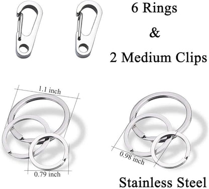 Dog Tag Clips / 2 Pack/Multiple Size 304 Stainless Steel Quick Clip with Rings/Easy Change Dog Cat ID Tag Holder for Small pet Collars and Harnesses.(2 Medium Silver)