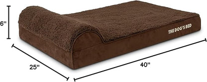 The Dog’s Bed Orthopedic Headrest Dog Bed Large Brown, Memory Foam, Pain Relief for Arthritis, Hip & Elbow Dysplasia, Post Surgery, Lameness, Waterproof Washable Cover, Veterinary Approved
