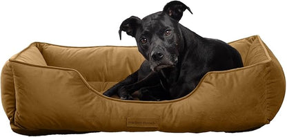 Modern Threads Luxury Dog Bed - Comfortable Tufted Velvet Cushion for Small to Large Dogs - Machine Washable - Durable & Cute Sleep Space for Pets - Pamper Your Pet with Cozy Beds - Caramel