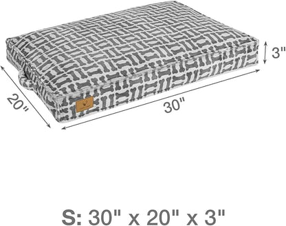 Dog Bed with Easy-Grip Handle - Shredded Memory Foam Pet Bed, Removable & Machine Washable Cover, Non-Slip Bottom, Choose from Cooling Linen or Warm Flannel Style for Dogs & Cats(Small