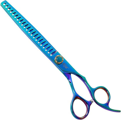 Stjuo 7.5'' Dog Chunker Scissors for Grooming 440C Stainless Steel Green Professional Pet Trimming Scissors Sharp Blades Cutting for Dogs and Cats Shears