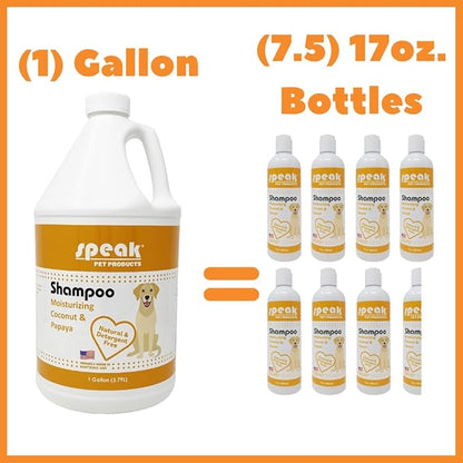 Speak Pet Products Natural Dog Shampoo with Pump, Moisturizing Coconut Papaya, 1 Gallon