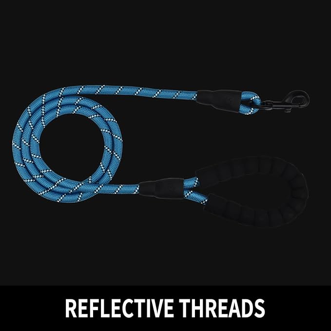 Panykoo 5/6 FT Strong Pet Dog Leash with Soft Padded Handle,Highly Reflective Rope for Night Walking,360-Degree Rotating Metal Buckle Without Tangles,Suitable for Small,Medium and Large Dogs.(5ft)