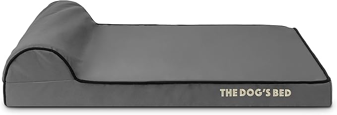 The Dog’s Bed Orthopedic Headrest Dog Bed Med Grey/Black, Memory Foam, Pain Relief: Arthritis, Hip & Elbow Dysplasia, Post Surgery, Lameness, Waterproof Washable Cover, Veterinary Approved