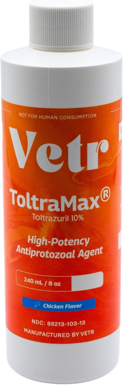 ToltraMax Toltrazuril 10.0% for Horses, Dogs, Cats, 240mL/8 Ounce, for Non-Food Chain Animals, Chicken