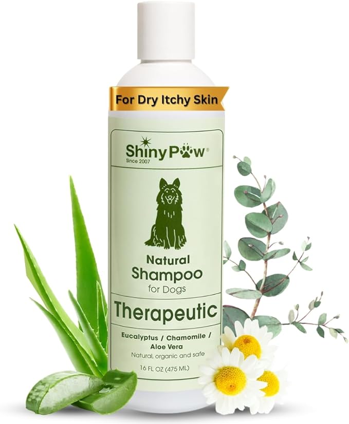Shiny Paw Dog Shampoo Itchy Skin Relief 16 oz | Hypoallergenic Dog Wash | Eucalyptus, Chamomile & Aloe Vera | Dog Shampoo Sensitive Skin & Smelly Dogs | Made in USA