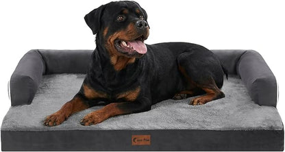 Casa Paw Orthopedic Dog Beds for Extra Large Dogs, Waterproof Egg Crate Foam XL Dog Bed with Sides 48x30Inch, Big Dogs Couch Beds with Removable Washable Cover and Nonskid Bottom, Dark Grey