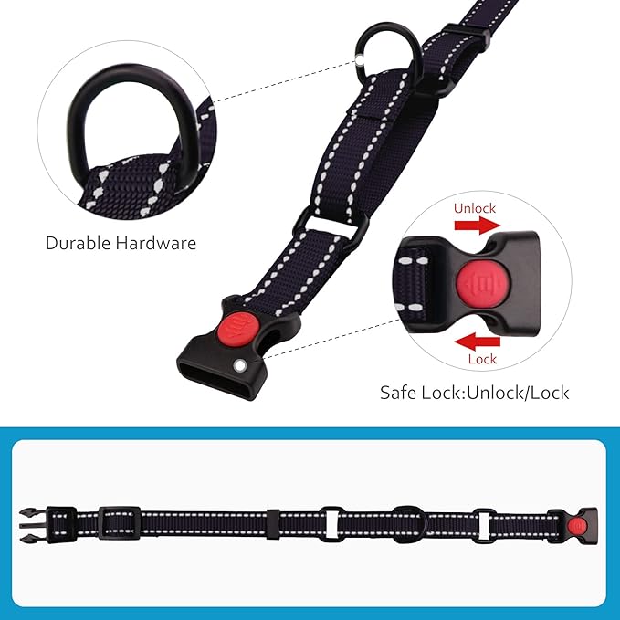 Martingale Dog Collar and Leash Set Martingale Collars for Dogs Reflective Martingale Collar for Small Medium Large Dogs(Black&M)
