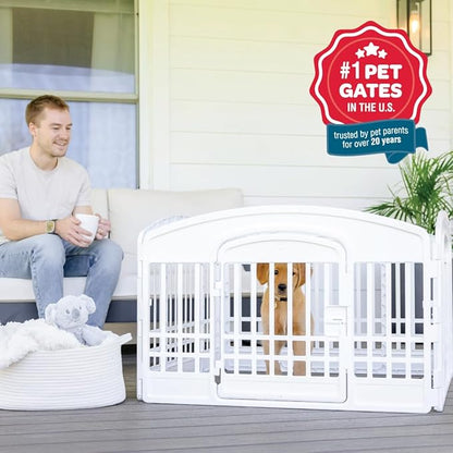 Carlson 4-Panel Plastic Pet Pen – Portable, Secure, and Easy-to-Use Playpen for Small Pets | 24" Tall, White, Includes Door and Lock, Ideal for Small Pets, Whelping and Indoor/Outdoor Use