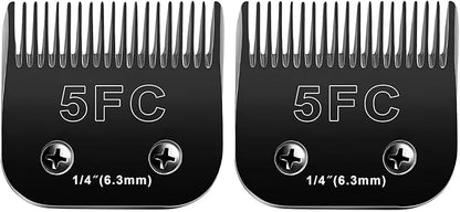 Audoc 2PCS 5FC Blades Dog Grooming Blades Compatible with Andis/Oster A5/Wahl KM-10 Series Dog Clippers,Detachable Clipper Replacement Blade,Black(5FC/2PCS)