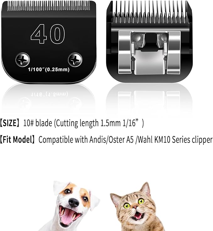 Audoc 3PACK 40 Blades Dog Grooming Blades Compatible with Ainds/Oster A5/Wahl KM-10 Series Dog Clippers,Detachable Clipper Replacement Blade，Black