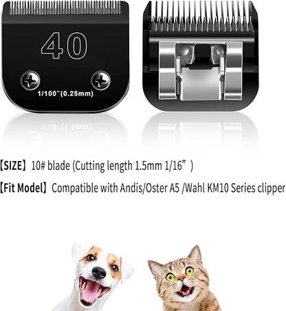 Audoc 3PACK 40 Blades Dog Grooming Blades Compatible with Ainds/Oster A5/Wahl KM-10 Series Dog Clippers,Detachable Clipper Replacement Blade，Black