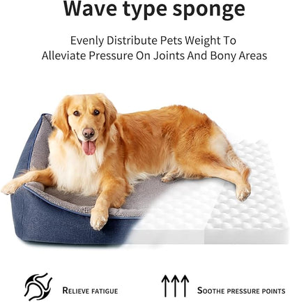 Tidore Orthopedic Dog Beds Medium Sized Dog, Durable Egg Crate Foam Sofa Dog Bed with Washable Removable Cover, Waterproof Lining, Pet Beds for Medium Dogs, Navy