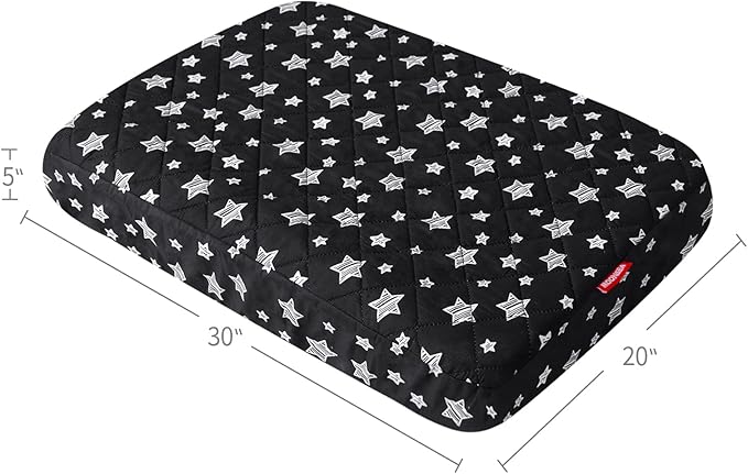 Waterproof Dog Bed Covers Replacement Washable Pet Hair Easy to Remove, Noiseless Quilted Puppy Pet Bed Cover Lovely Black Star Print 20x30 Inches, for Dog/Cat, Cover Only