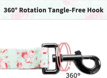 Ihoming Puppy Collar and Leash Set for Daily Outdoor Walking Running Training, Floral GreenLake Design for Extra Small Boys Girls Dogs Cats Pets, XS-Up to 10LBS