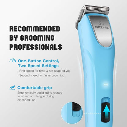 Professional Dog Clippers for Grooming - 2 Speed for Thick Curly Matted Coats, Low Noise Cordless Pet Hair Trimmer with Detachable A5 Blade & Metal Guide Combs Kit for Horse Animal Breeds