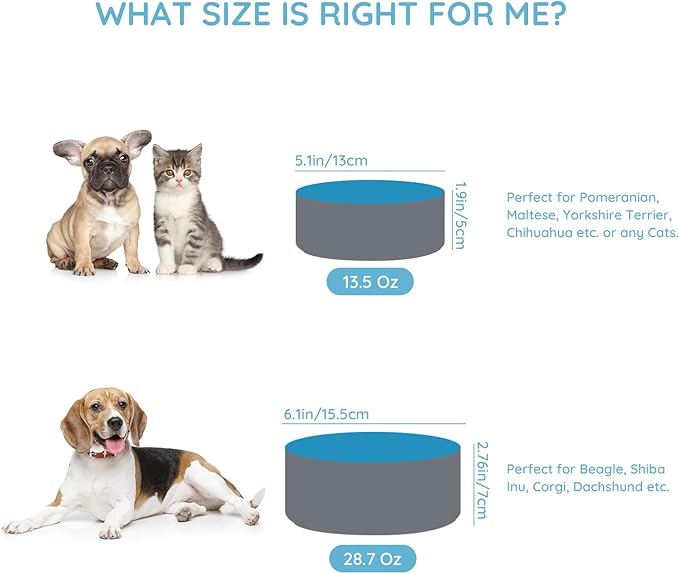 SPUNKYJUNKY 28.7OZ Ceramic Dog and Cat Bowl, Modern Cute Weighted Food Water Bowl for Replace Blue-Grey (1 Pack)