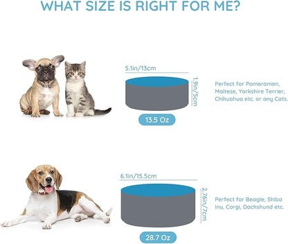 SPUNKYJUNKY 28.7OZ Ceramic Dog and Cat Bowl, Modern Cute Weighted Food Water Bowl for Replacement Blue-Grey (2 Pack)